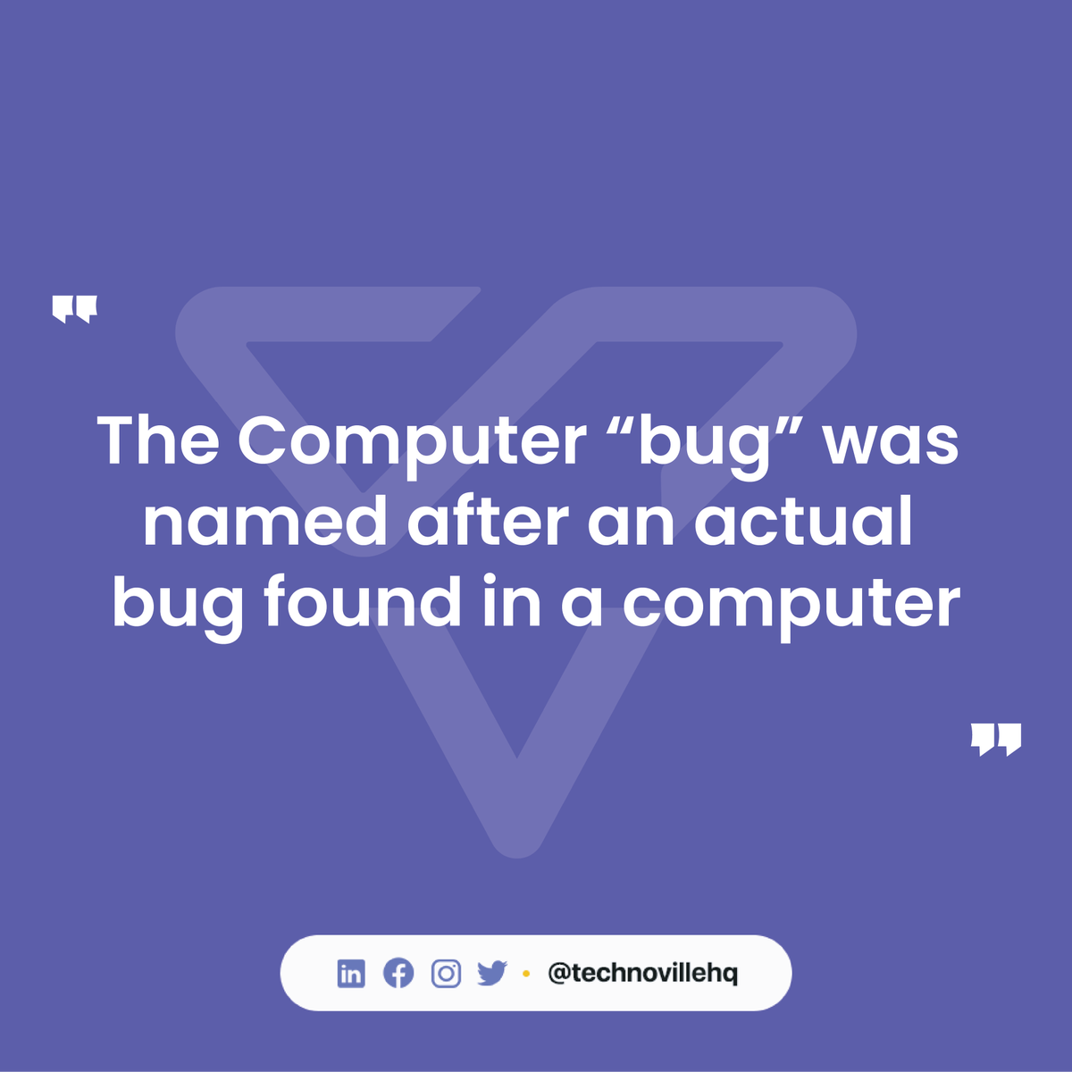 technovilleHQ's tweet photo. So next time you are #debugging be sure itβs not a cockroachπ
FYI- Computer bugs are mistakes in a computer program
#technoville #wearetechnovillehq #technews https://t.co/YCOVsQDXqk
