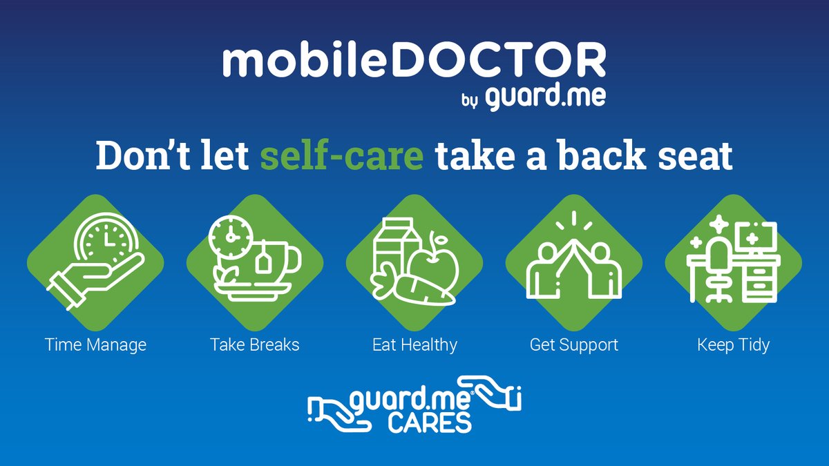 guardmecanada's tweet image. Self-care tends to lose priority when life gets busy, but practicing it can improve concentration, reduce stress, and give you more energy. Thankfully, there are small daily actions you can take. guard.me/mobiledoctor #mobileDOCTOR #guardmeCARES
