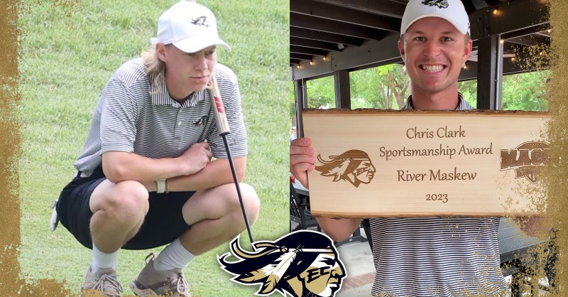 ECCCAthletics's tweet photo. Two @ECCCGolf players received high honors as Gage Miller earned a spot in the NJCAA DII Gulf District Championship, and River Maskew was tabbed as the Chris Clark Sportsmanship Award winner. 

#WarriorStrong