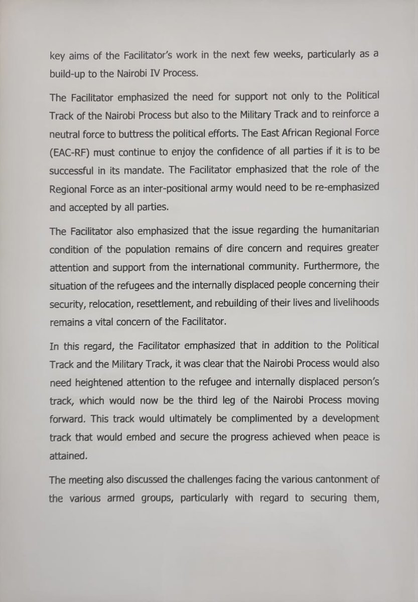 4thPresidentKE's tweet photo. PRESS RELEASE
Thursday, April 13, 2023:

OFFICE OF THE FACILITATOR TO THE EAC-LED INTER- CONGOLESE DIALOGUE ON THE RESTORATION OF PEACE AND STABILITY IN THE EASTERN DEMOCRATIC REPUBLIC OF CONGO. https://t.co/Z81YC47tK8