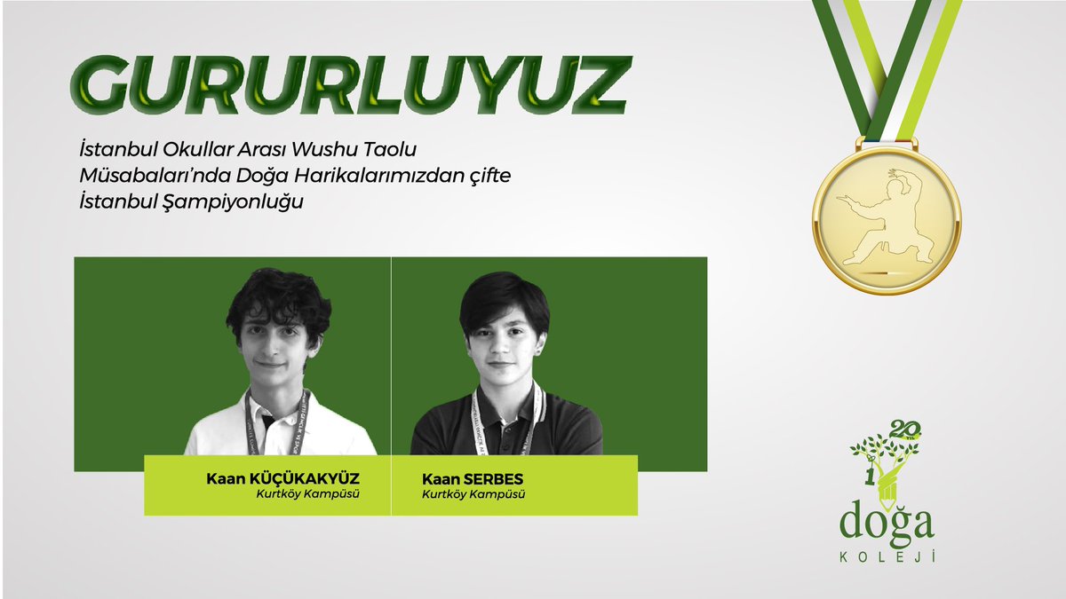 DogaOkullari's tweet photo. GURURLUYUZ👏🏻
İstanbul Okullar Arası Wushu Taolu Müsabakaları'nda çifte İstanbul Şampiyonluğu! Öğrencilerimizi tebrik eder, başarılarının devamını dileriz. https://t.co/754UX6yzv7