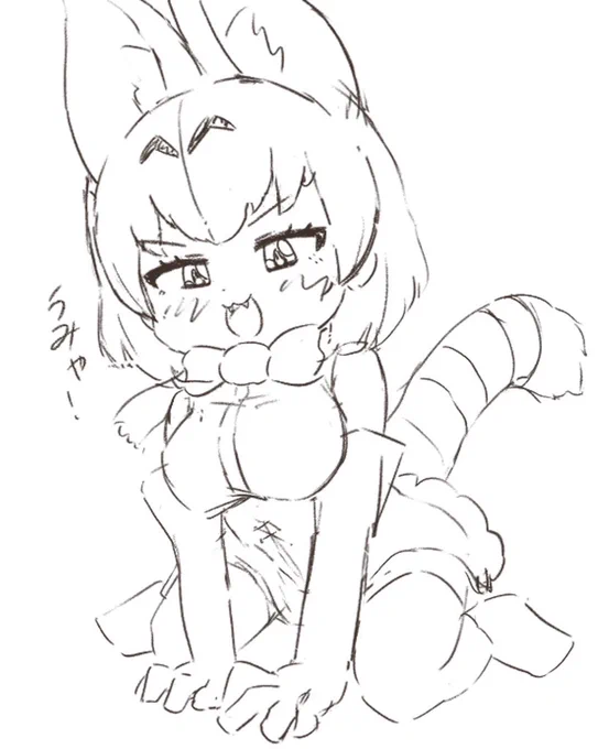 お酒飲みながら描いたサーバルらくがき 