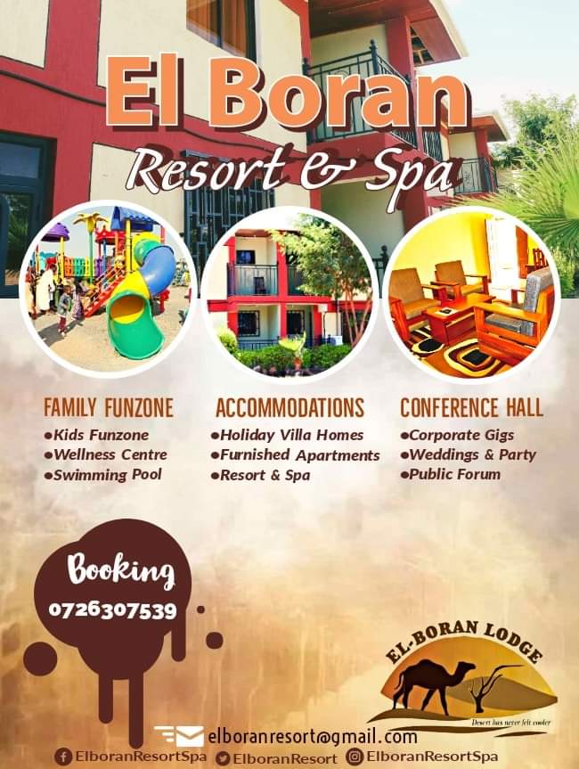 CountyAs_Isiolo's tweet photo. Book your stay today!

When planning for a vacation add El Boran Resort to your bucket list and enjoy an incredible stay. 

---- booking and reservations----

☎️  0726307539
 📨 elboranresort@gmail.com

#Elboranresort #Isiolo #Resort #Spa #Hotel https://t.co/I1j9qfM69m