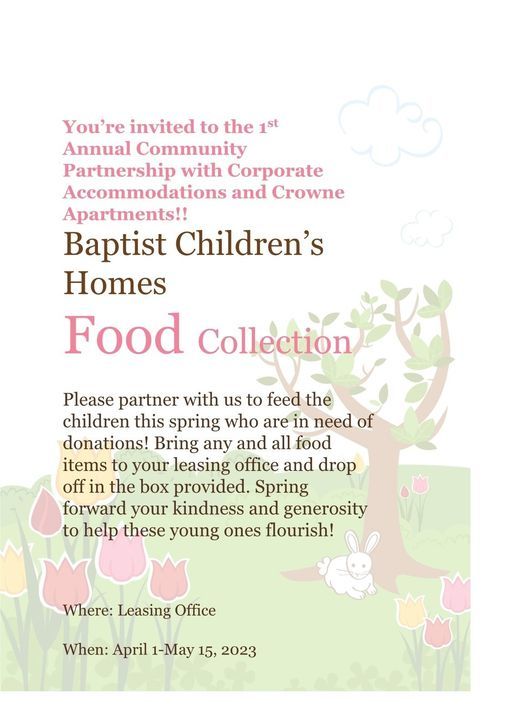 Crowne Club and Corporate Accommodation's have partnered with the Children's Home of NC. We will be taking donations at the clubhouse if you are able to help. ❤ #crowneclub #baptistchildrenshomes #lovewhereyoulive #donationsappreciated