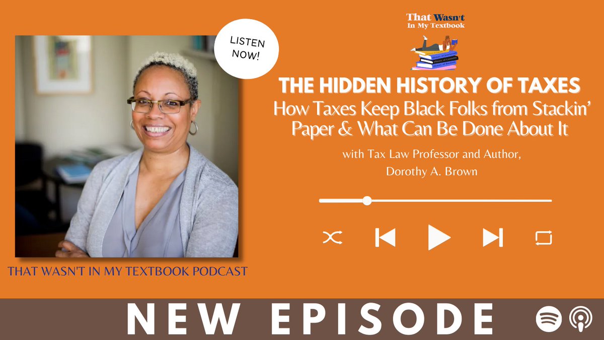 Are taxes rigged against Black people? Yep! Learn about the tax policies that hurt Black folks' pockets and possible solutions for a more just system in this episode of That Wasn't In My Textbook with <a href="/DorothyABrown/">Dorothy A Brown</a>. Listen now: podcasts.apple.com/us/podcast/tha…