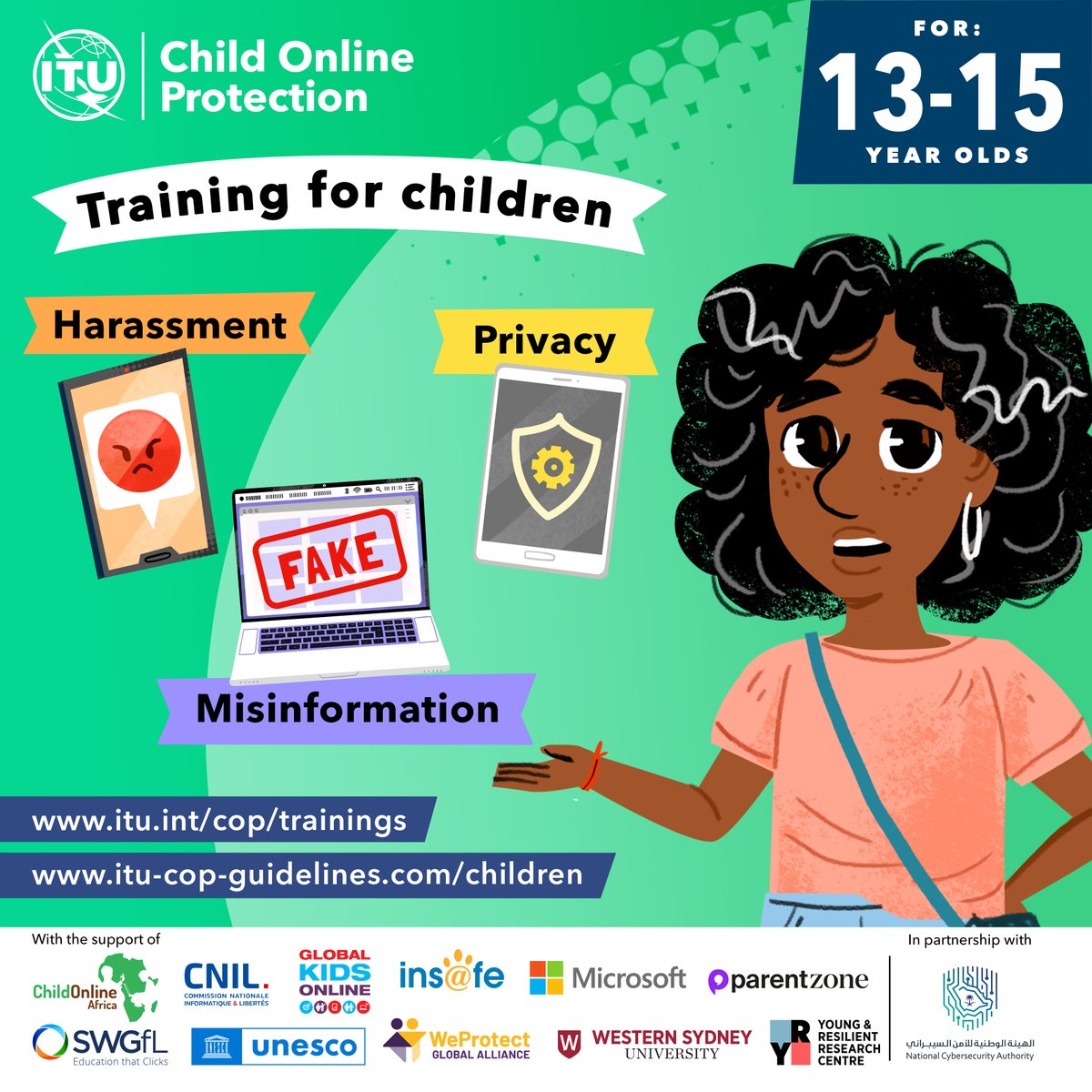 ITU's tweet photo. Spread the word! New #OnlineSafety training for teens aged 13-15 https://t.co/qBQeItLHf4 https://t.co/71tbIOOSR0