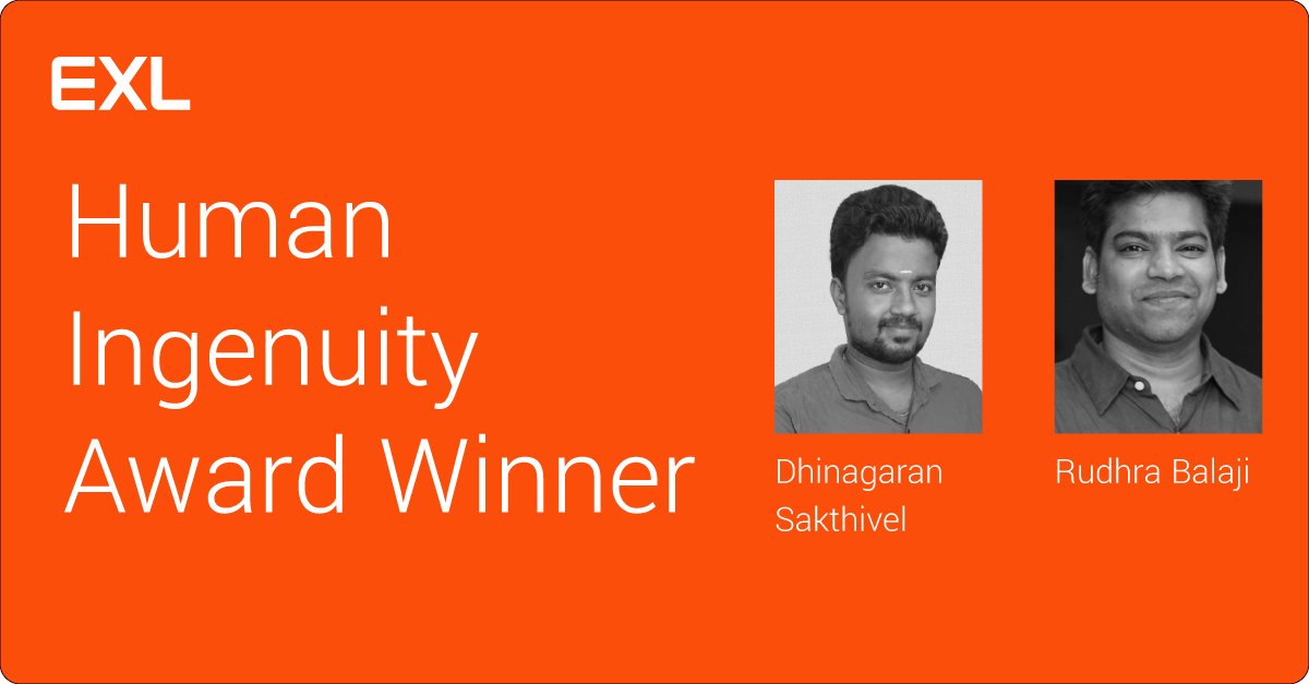 exl_service's tweet photo. EXL Health celebrates excellence and congratulates Dhinagaran Sakthivel and Rudhra Balaji for being named the Human Ingenuity Award winners in Q1.
#HumanIngenuityinAction #MakeSenseofData #DriveYourBusinessForward #PartnerYourWay https://t.co/YZdEI3tQIR