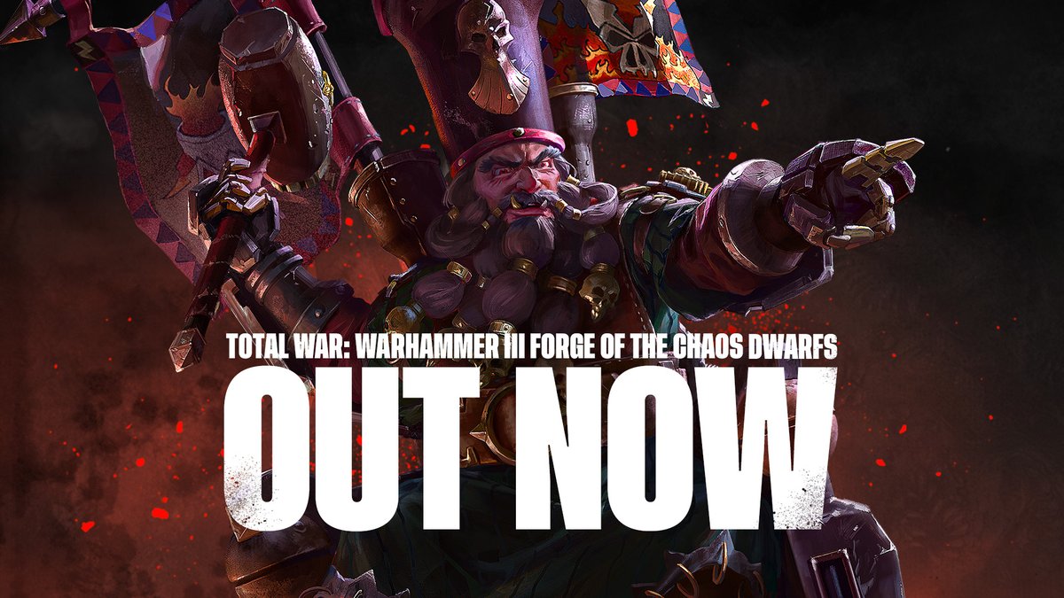 totalwar's tweet photo. THE FORGES ARE LIT. The flame of the Chaos Dwarfs has never burned brighter. Take it &amp; sear your mark in the world. 🔥

The Forge of the Chaos Dwarfs, Mirror of Madness, Update 3.0, &amp; more arrive in Total War: WARHAMMER III!

⚒ https://t.co/3yOrhKQRhv
🎥 https://t.co/SgHApDNGoo https://t.co/g2SJCo9sPz