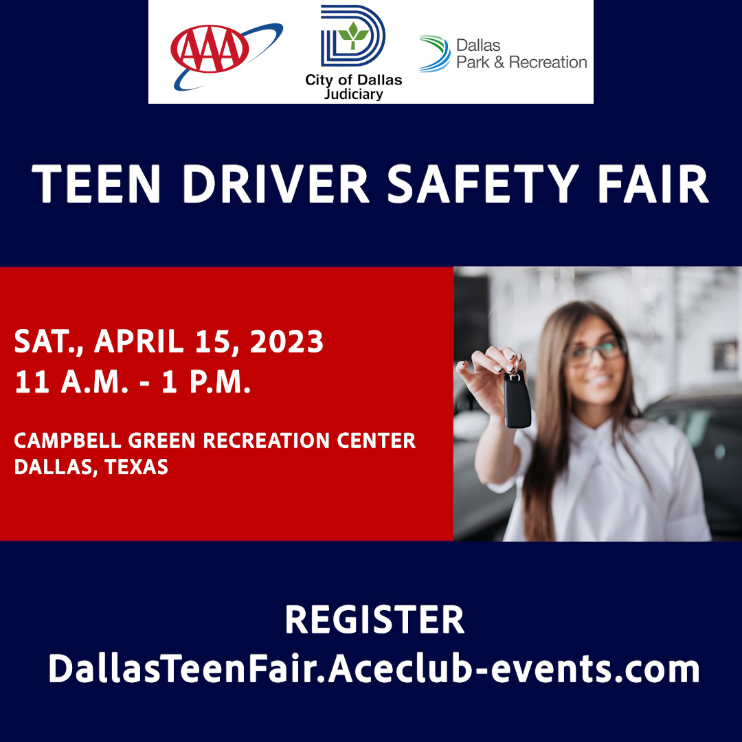 Don't forget to join us this Saturday, April 15, at Campbell Green Rec Center in Dallas for our free Teen Driver Safety Fair. Get free resources and learn how to keep your teen driver safe on the road. Registration is required at aaa-text.co/411aqTk.