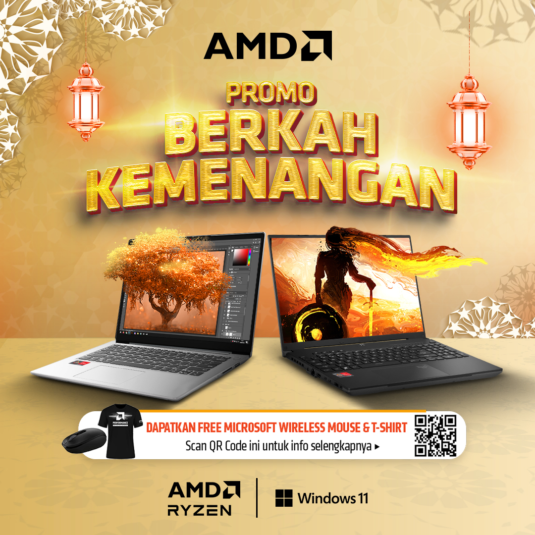 Sambut Idulfitri dengan Promo Berkah Kemenangan!

Dapatkan bonus berupa Mouse Microsoft Wireless secara GRATIS hanya dengan membeli laptop berprosesor AMD Ryzen™ 5/7/9! Tentunya, beli yang bergaransi resmi Indonesia ya.

Selengkapnya tentang promo ini: amdpromo.amd-id.com