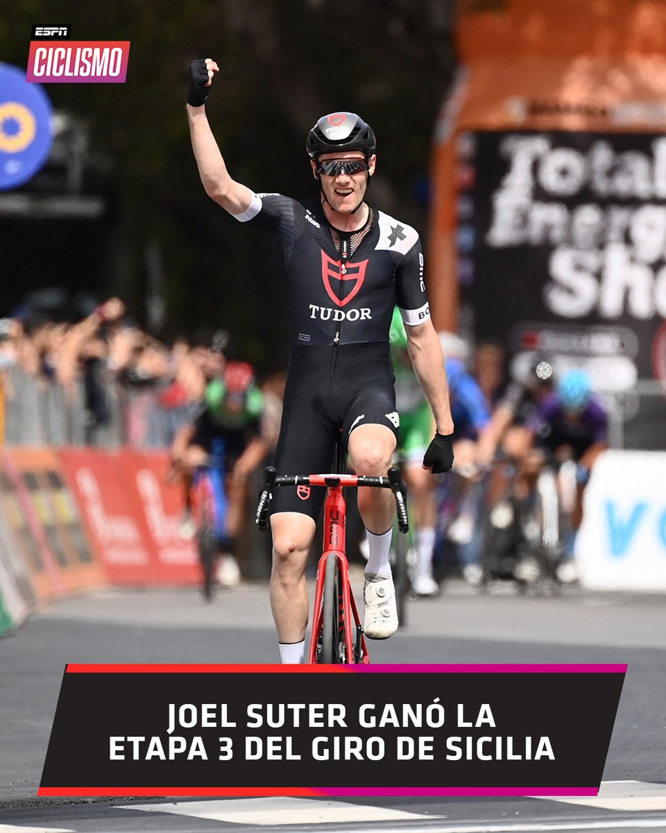 ESPNCiclismo's tweet image. ¡Victoria para el suizo en tierras italianas! 🔝 Joel #Suter se impuso ante Filippo #Fiorelli y Elia #Viviani.  Finn #FisherBlack continúa líder de la clasificación general. 🙌

#ESPNCiclismo