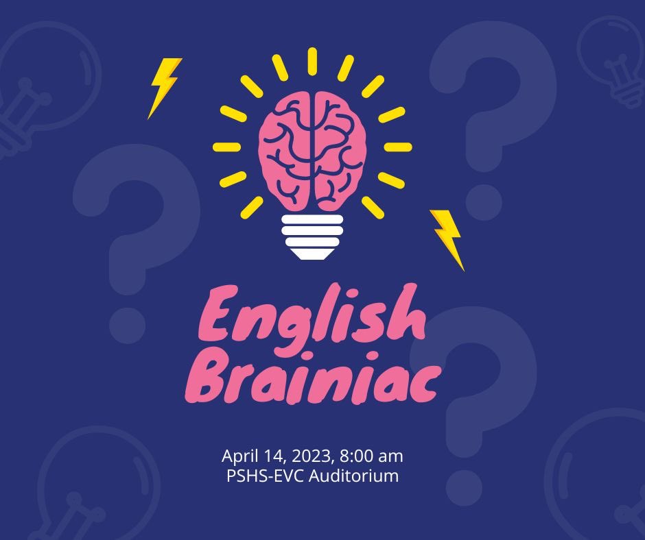 pisaydirectEVC's tweet photo. Scholars! 📣 Does your house have what it takes to take home the ✨ grand prize? ✨🤔 Support your teams during the English Brainiac 🧠, happening tomorrow, 8:00 A.M., at the PSHS-EVC Auditorium! 🥳 https://t.co/ncjcOD8BEv