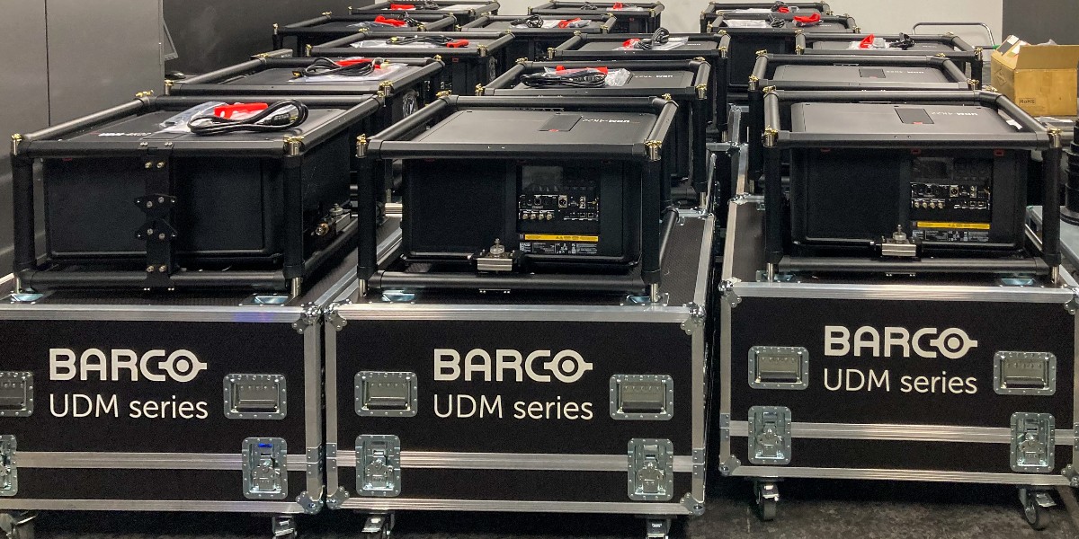 PRGlive's tweet photo. Thrilled to announce our latest investment -- the new @Barco UDM-4K22 DLP Projector. As the lightest 22K laser #projector available, it's effortless to transport &amp; set up for any event. Enjoy high-quality projection w/o compromising on brightness! #PRGGear #PRG #Barco https://t.co/IiMqdBjaPz