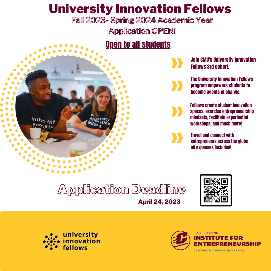 Calling all CMU students, the University Innovation Fellows applications are now open! The application deadline is April 23rd, 2023. Link is in our bio! docs.google.com/forms/d/1edTTS…