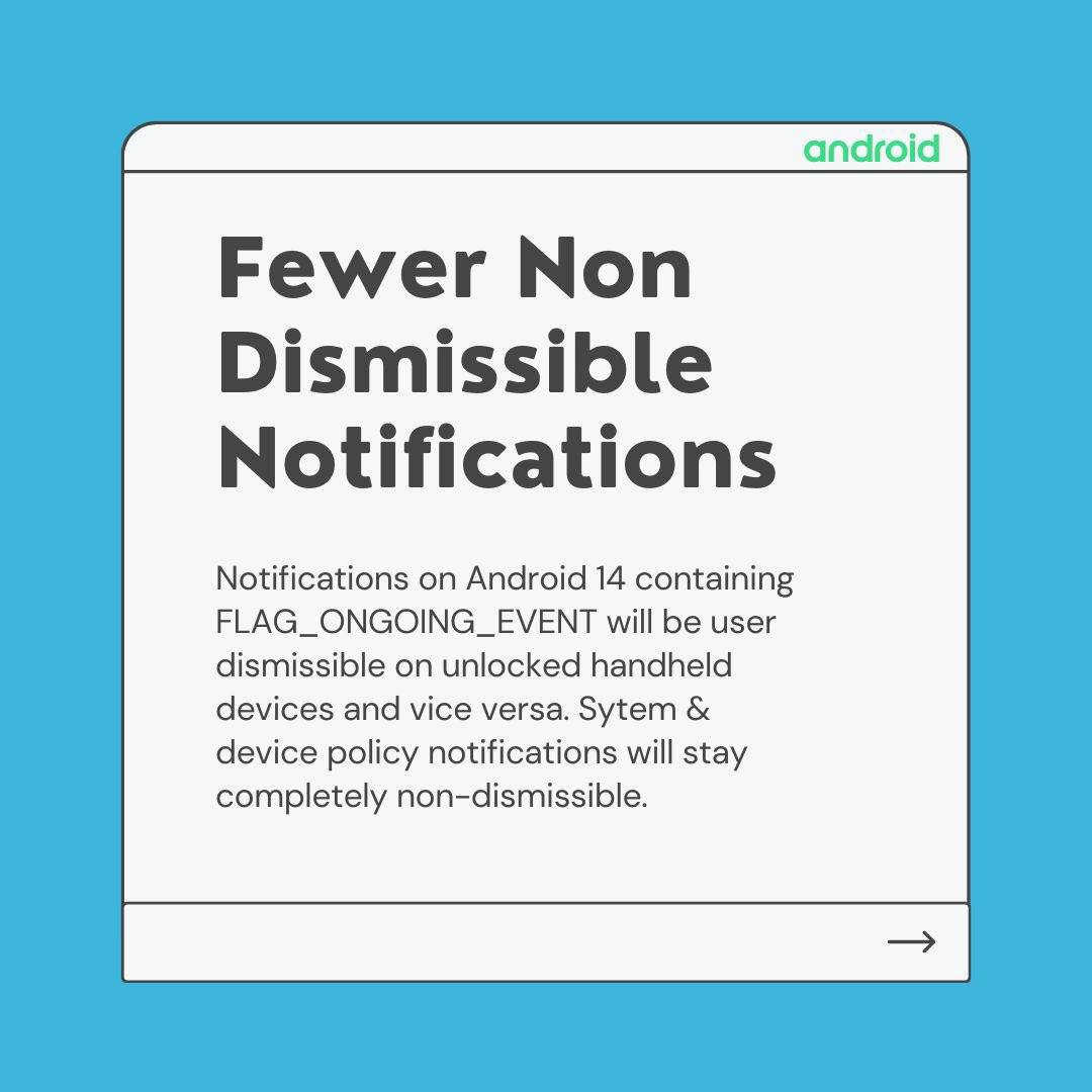 novumlogic's tweet photo. Check out what's new in Android 14 Dev Preview 2. 🎯 Interestingly the changes in this preview were done keeping in mind the feedback from its initial users. Our team has summarised it for you so that you don't have to go through the hassle of reading all the docs. 👩‍💻

#Android14 https://t.co/EquR0n9xiW