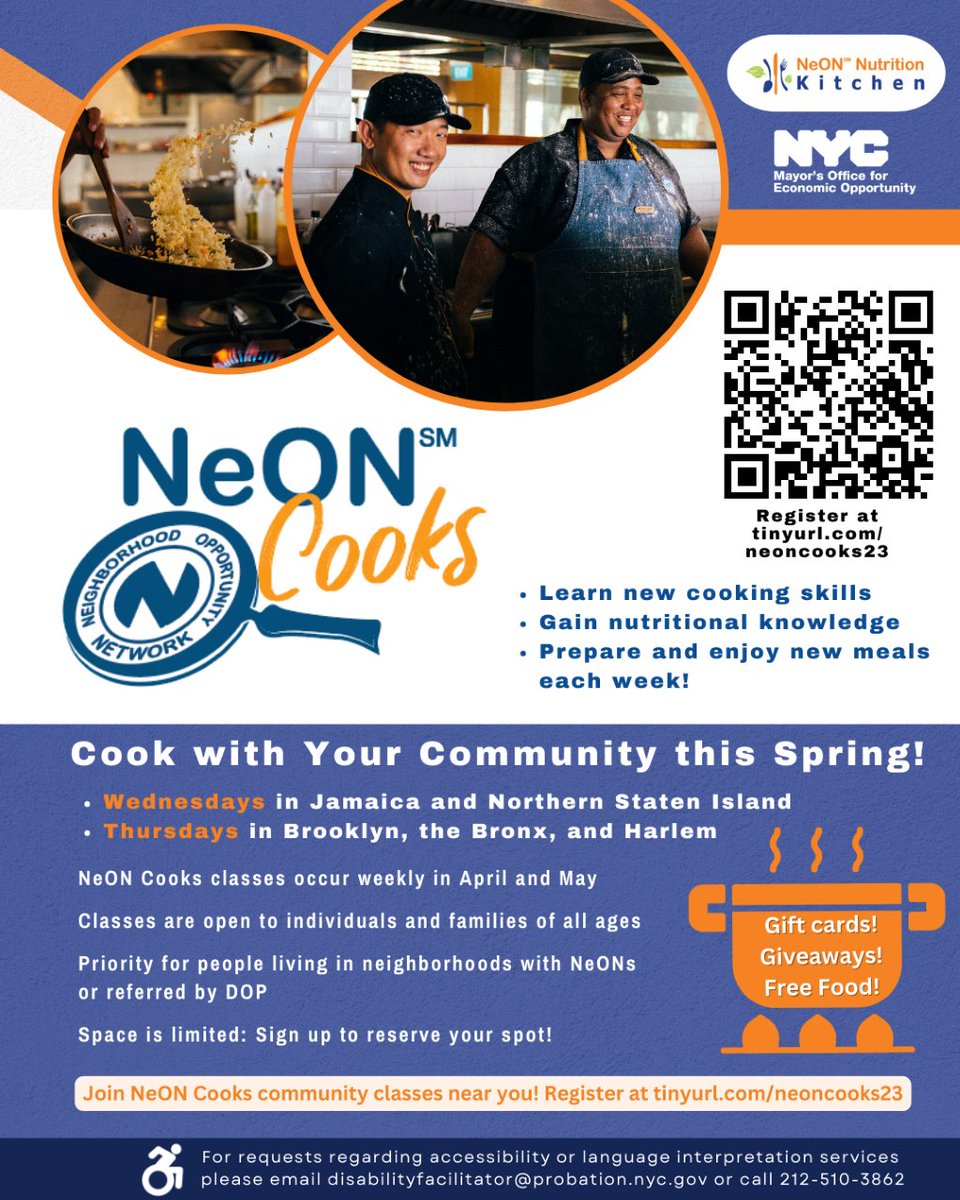 Cook with your community: Learn new cooking skills, nutrition knowledge &amp; enjoy new meals each week. Join us for @NYCNeON Cooks nyc.gov/neoncooks