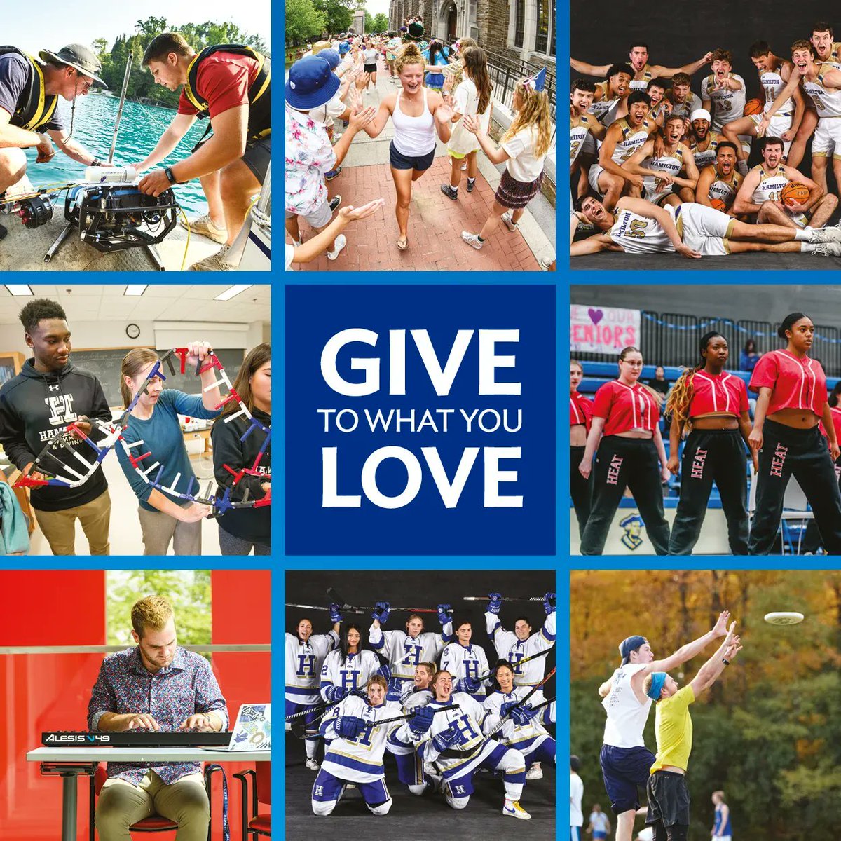 HamiltonCollege's tweet photo. We hope our alumni, parents, and friends will show support for all those people, places, and programs that define the Hamilton experience. Please make a gift (https://t.co/aLJ5i8Ywgy) and Give To What You Love. https://t.co/moCP4lSrij