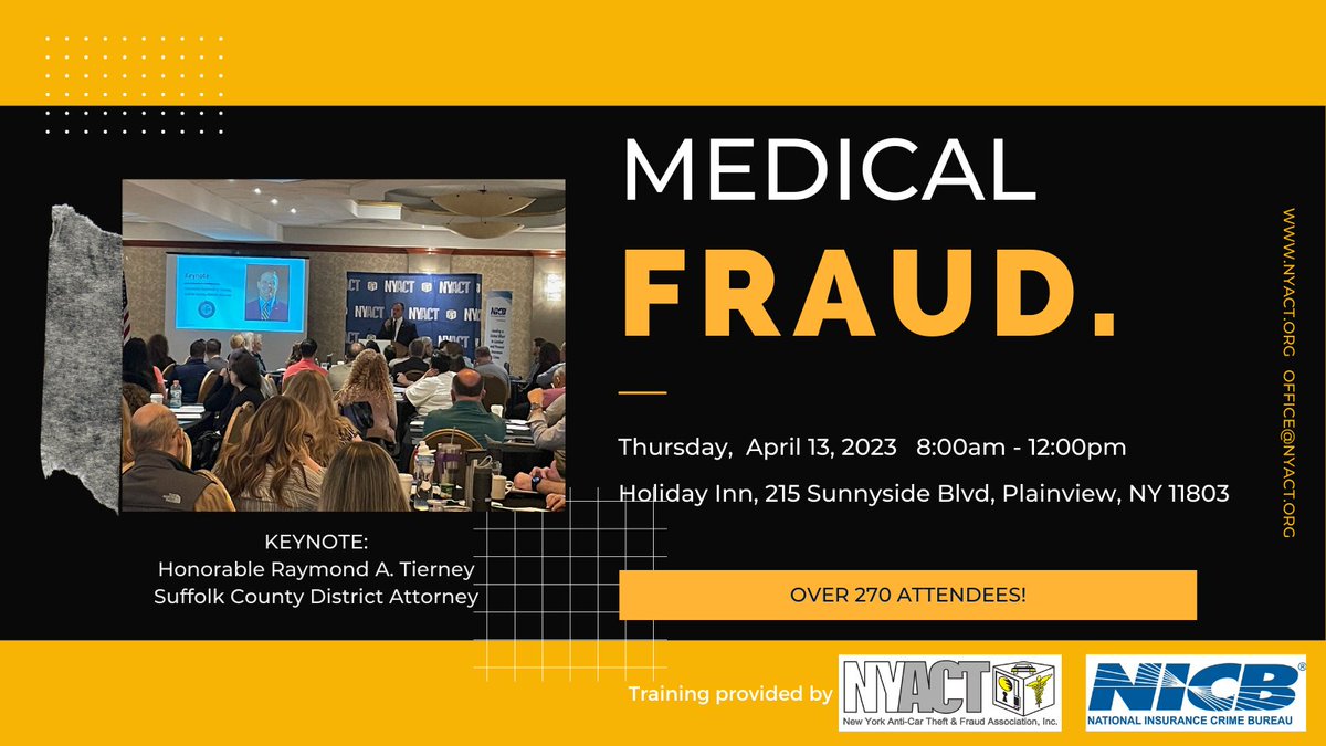 _NYACT's tweet image. Over 170 attendees at the first NYACT in-person event of 2023!
#nyact #insurance #insurancefraud #MedicalFraud