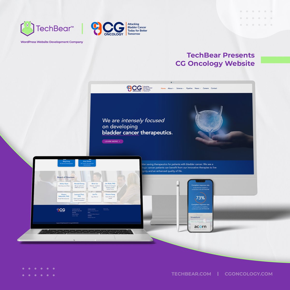 TeamTechBear's tweet photo. Check out our latest project! ➡ Step into the future of medical innovation with CG Oncology's sleek new website design crafted by TechBear! 🌐 💻 📲

#techbearteam #cgoncology #websitedevelopment #websitedesign #websitedesigncompany https://t.co/fOqaSi1GiR
