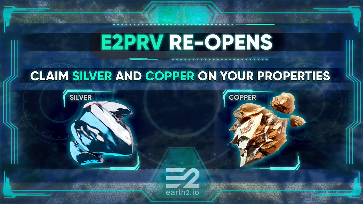 The #Earth2 #E2PRV system is open again for business receiving claims for #Copper &amp; #Silver. We've listened to our community &amp; added a timer before staking opens + some other adjustments to help improve the system:

earth2.io/news/e2prv-sil…

There is some really important