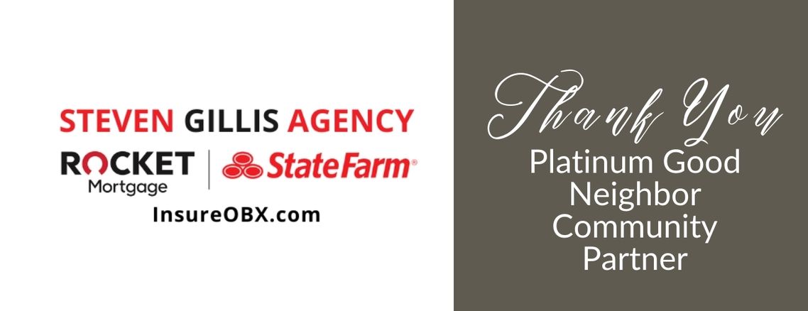 OBXOBAR's tweet photo. Thank you OBAR Platinum Good Neighbor Community Partner Steven Gillis State Farm Rocket Mortgage. We appreciate your support! https://t.co/7fWhGGIoaa
