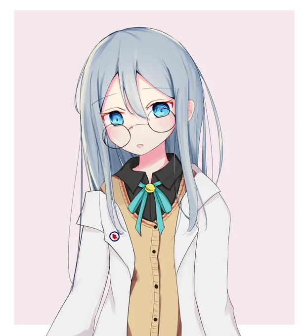 咲希ちゃんの白衣と丸メガネがかわいかったので奏ちゃんにも着てもらいました!#prsk_FA 