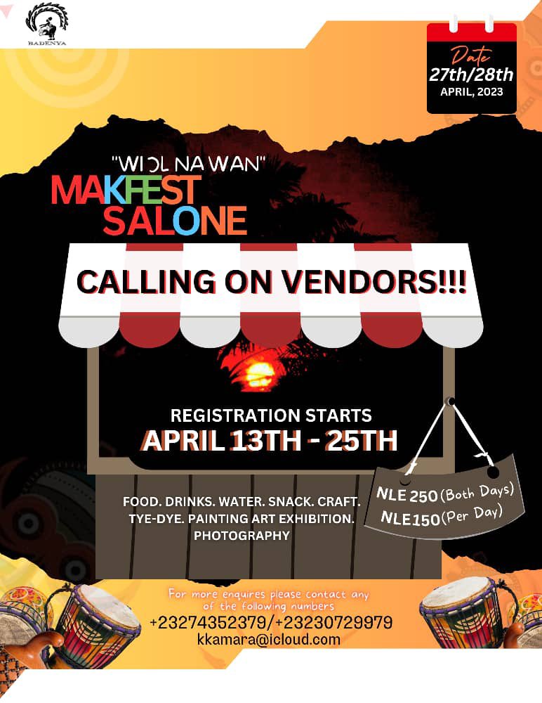 badenyaladegn's tweet photo. Memish Be will be performing at the @badenyaladegn MAKFEST in Makeni. 

(MAKFEST SALONE) on the 27th &amp; 28th April, 2023. Check flyers for details. 

However, I’ll be releasing the featured ARTISTS everyday! Are you ready????
. https://t.co/YPXswSWWHc