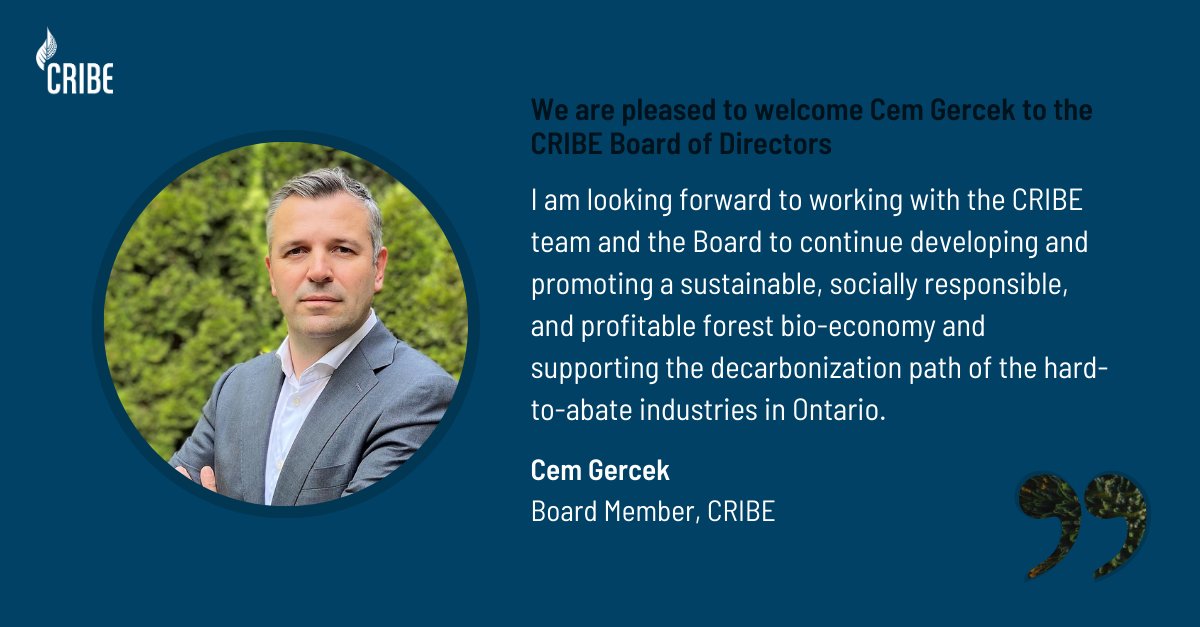 We are pleased to welcome Cem Gercek to our Board of Directors.

Cem's experience with Heavy Industry will be invaluable as CRIBE works to support Ontario's industrial sector in achieving net zero goals.

Learn more about CRIBE here ->  cribe.ca/about/