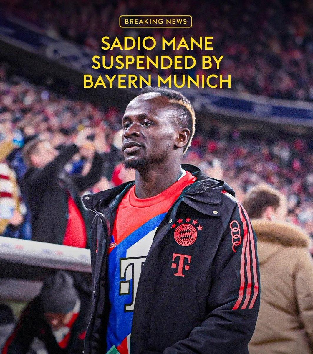 alwaysfutbol12's tweet photo. BREAKING: Bayern Munich has suspended Sadio Mane after punching team-mate Leroy Sane in the face following Tuesday's Champions League defeat at Manchester City. 

- Both the players have apologized today with the squad. 
#FootballNews #AlwaysFootball #AlwaysFootballNews https://t.co/HqxGxxcVqs