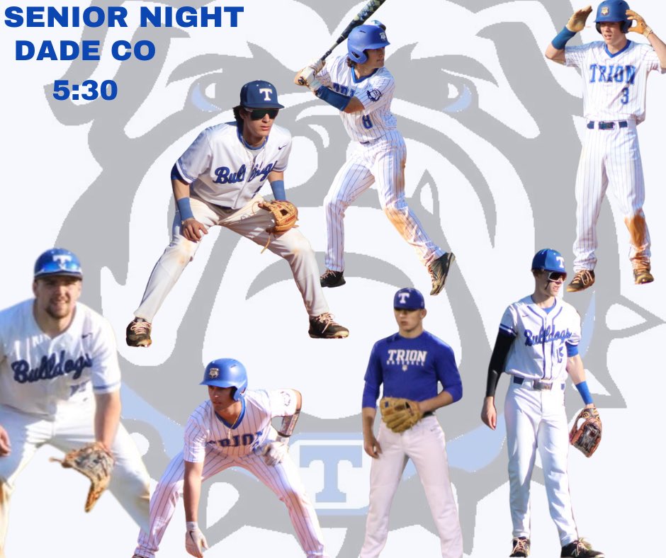 TrionBaseball's tweet photo. Come out tonight and support our seniors on senior night! Senior night will start at 5:10. Game to follow at 5:30. https://t.co/rRRm2410iB