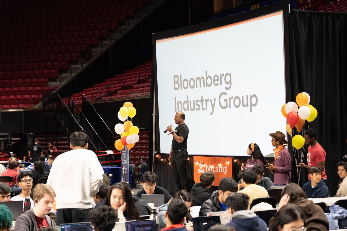 BBGIndustry's tweet photo. Last weekend our engineering team attended Bitcamp, the largest collegiate hackathon on the east coast, at @UofMaryland. The event brought together nearly 2,000 hackers from UMD and institutions near and far. https://t.co/LTaLaxBoJM