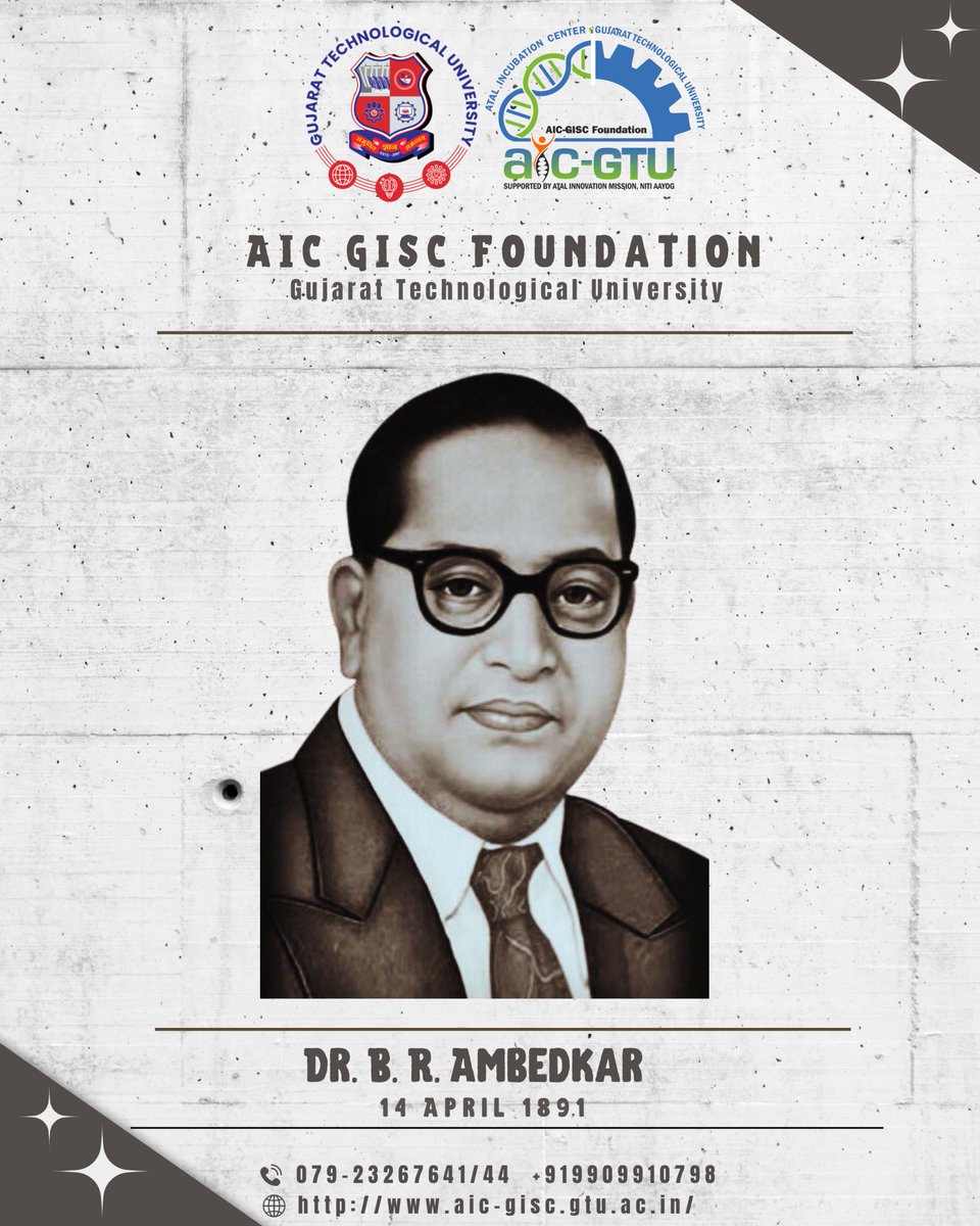 Aicgisc's tweet photo. “Cultivation of mind should be the ultimate aim of human existence” Dr. B R Ambedkar.
AIC GISC Foundation wishes happy Ambedkar Jayanti to all.
#DrBhimraoAmbedkar #ambedkar #ambedkarjayanti #indianleader #indianconstitution #gtu #BharatRatna https://t.co/837xrab3g9