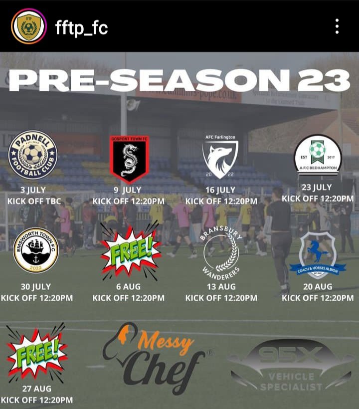 Pompey_Football's tweet photo. ⚽️ Pre-Season '23 ⚽️
             @fc_FFTP 

Shaping up well for #FFTP .. as they prepare for next season against,

@padnell_rovers
@TownGosport
#afcfarlington
#afcbedhampton
@EmsworthTown
#bransburywanderers
@HorsesAlbion

#2slotsleft 
#allthebest 👍 https://t.co/GUroSusf2v