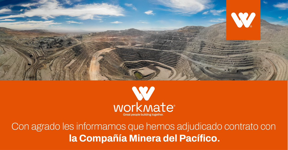 a_workmate's tweet photo. Hemos adjudicado nuevo contrato Workmate-Compañía Minera del Pacífico. Vean más sobre esta noticia en: https://t.co/APDCwoyOah https://t.co/3HS2dg6umU