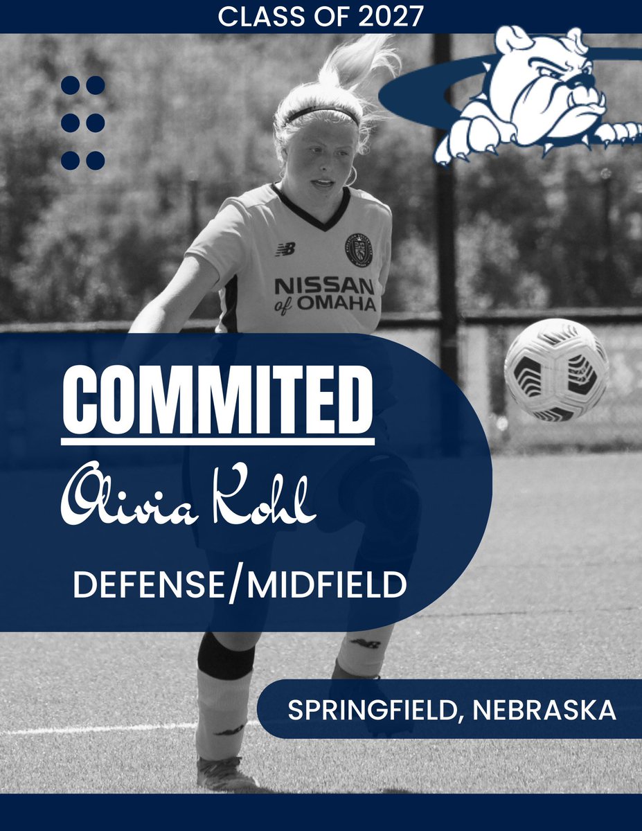 CUNEWSoccer's tweet photo. The next future bulldog we would like to give a big welcome to is Olivia Kohl. Coming from the great state of Nebraska! She will be joining our incoming 2023 recruiting class.

Click on the video  to learn more about Olivia! https://t.co/ntYIrDJXhl