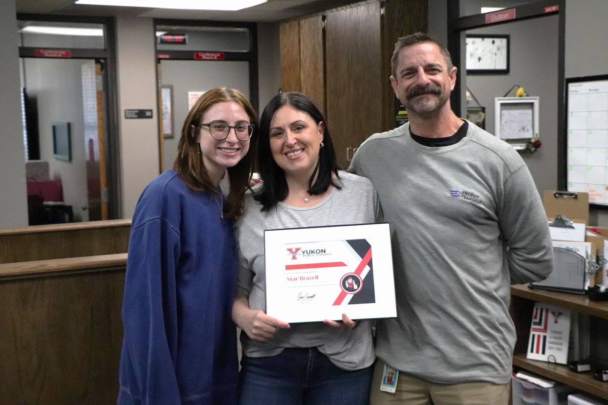 YukonDistrict's tweet photo. Congratulations to Star Brazell for being named Yukon Public School's Support Employee of the Year! Star goes above and beyond for our students at Independence Intermediate School - Yukon, OK and has had such a positive impact on so many lives. She is so deserving of this award! https://t.co/ZZDXGvemqq