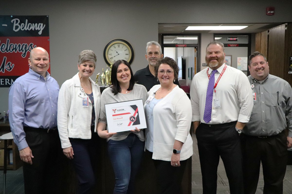 YukonDistrict's tweet photo. Congratulations to Star Brazell for being named Yukon Public School's Support Employee of the Year! Star goes above and beyond for our students at Independence Intermediate School - Yukon, OK and has had such a positive impact on so many lives. She is so deserving of this award! https://t.co/ZZDXGvemqq