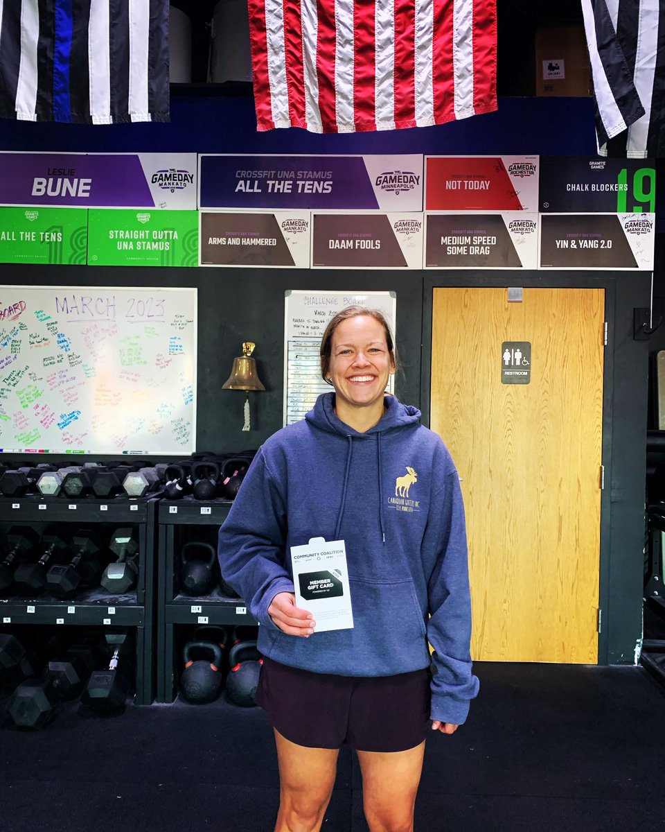 CFUnaStamus's tweet photo. Our final $100 winner - Heidi! 
#happyplace #togetherwestand #drinkO2 #bornprimitive #puori #rpm #foursigmatic #crossfitunastamus #unastamusfitness #communitycoalition #morethanjustagym #freeshitrocks 

#elkriver #elkrivermn #beckermn #daytonmn #zimmermanmn #otsegomn #biglakemn https://t.co/FACG8gJFpe
