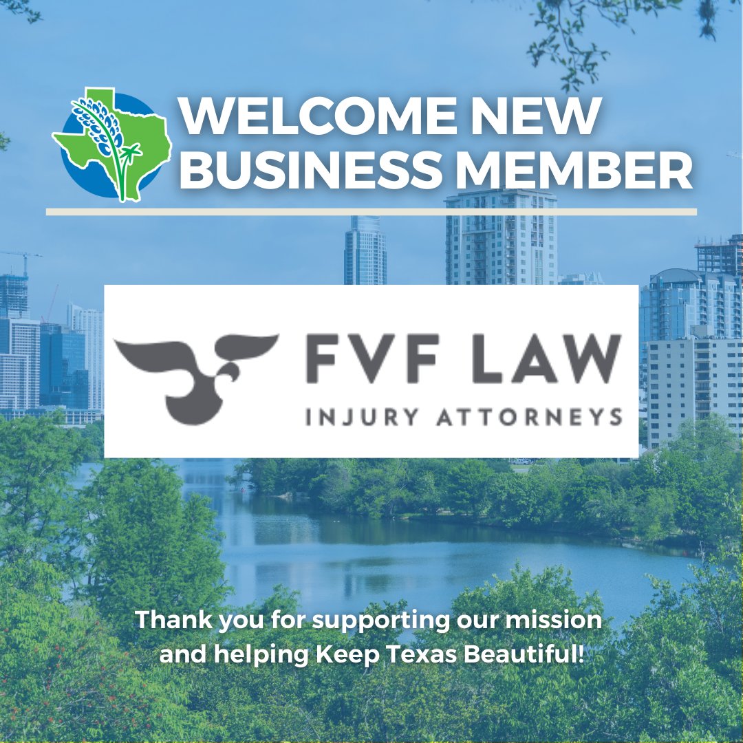 KeepTxBeautiful's tweet photo. Welcome @FVFLaw, KTB's newest Business Member, for supporting KTB's mission to inspire &amp; empower Texans to keep our communities clean and beautiful! Join KTB this Earth Month and become a Business Member too! #KeepTexasBeautiful #EarthMonth https://t.co/KrLzjmPS3B