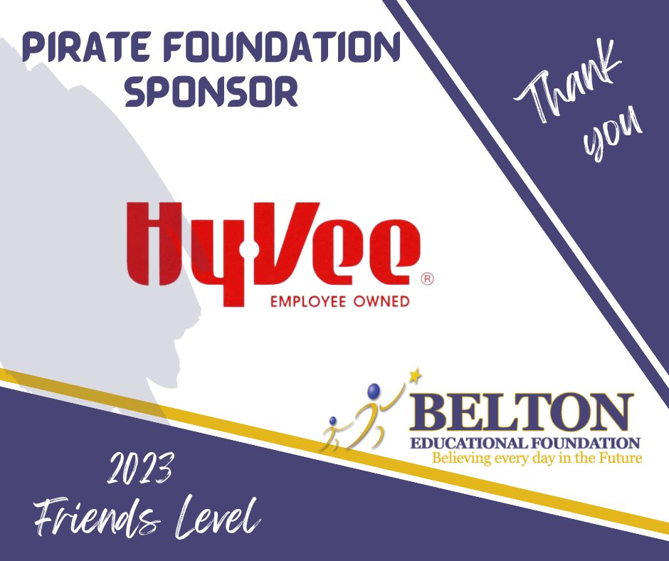 BeltonEdFound's tweet photo. MANY THANKS to our newest Pirate Foundation Sponsor, @BeltonHyVee! We could not do what we do for @BeltonSchools students without the generosity of our sponsors!  THANK YOU! 
For Pirate Sponsor information visit:   https://t.co/90ufrBdbQO
#PirateFoundation #BEF4theKids https://t.co/Vfh0oqMRGf