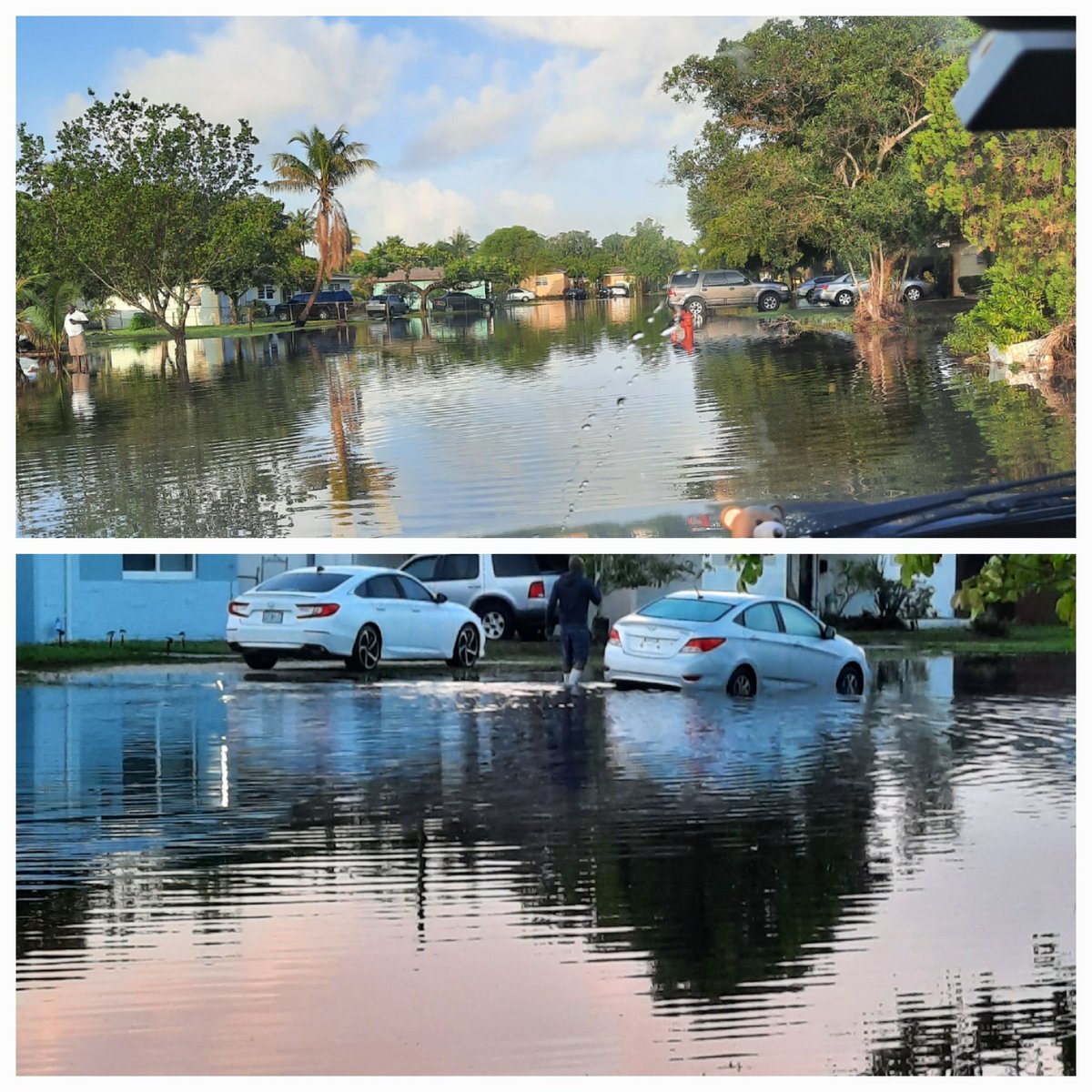 My street in Ft. Lauderdale in 2020 and my street in 2023 AFTER every drainage ditch was upgraded to prevent flooding. #MelrosePark
