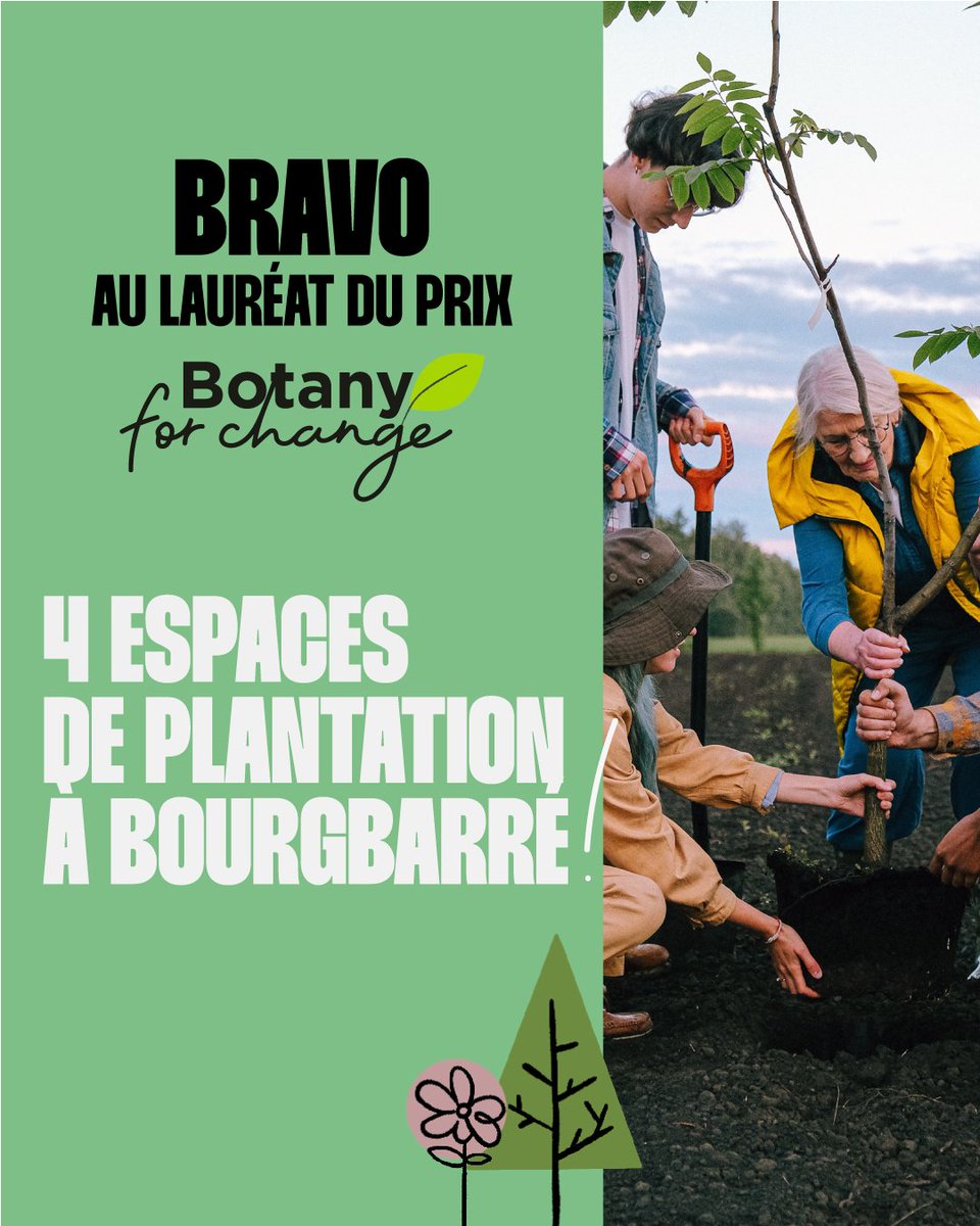KloraneFond's tweet photo. Le grand jour est arrivé, vous avez élu le grand gagnant du prix #BotanyForChange ! 🌱🏆 Bravo à toute l'équipe des Planteurs du Boizh’éloups pour leur projet d’espaces de plantation à Bourgbarré ! Merci à tous les participants, à notre fabuleux jury et à tous les votants. 💚 https://t.co/VPaKV9Wwqd