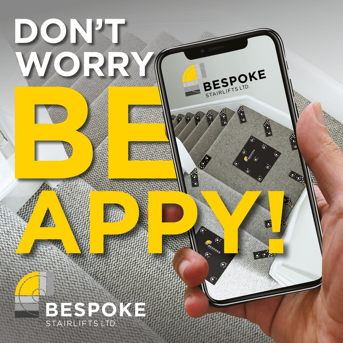 Don't let #surveying #staircases #stress you out.

Our #survey #kit and #mobile #application will #save you #time #onsite.

Be the best for your customers.
Be better with Bespoke.

bespokestairlifts.com

#BespokeLifts #Bespoke #Synergy #Infinity #Stair #Lift #Mobility #Sales