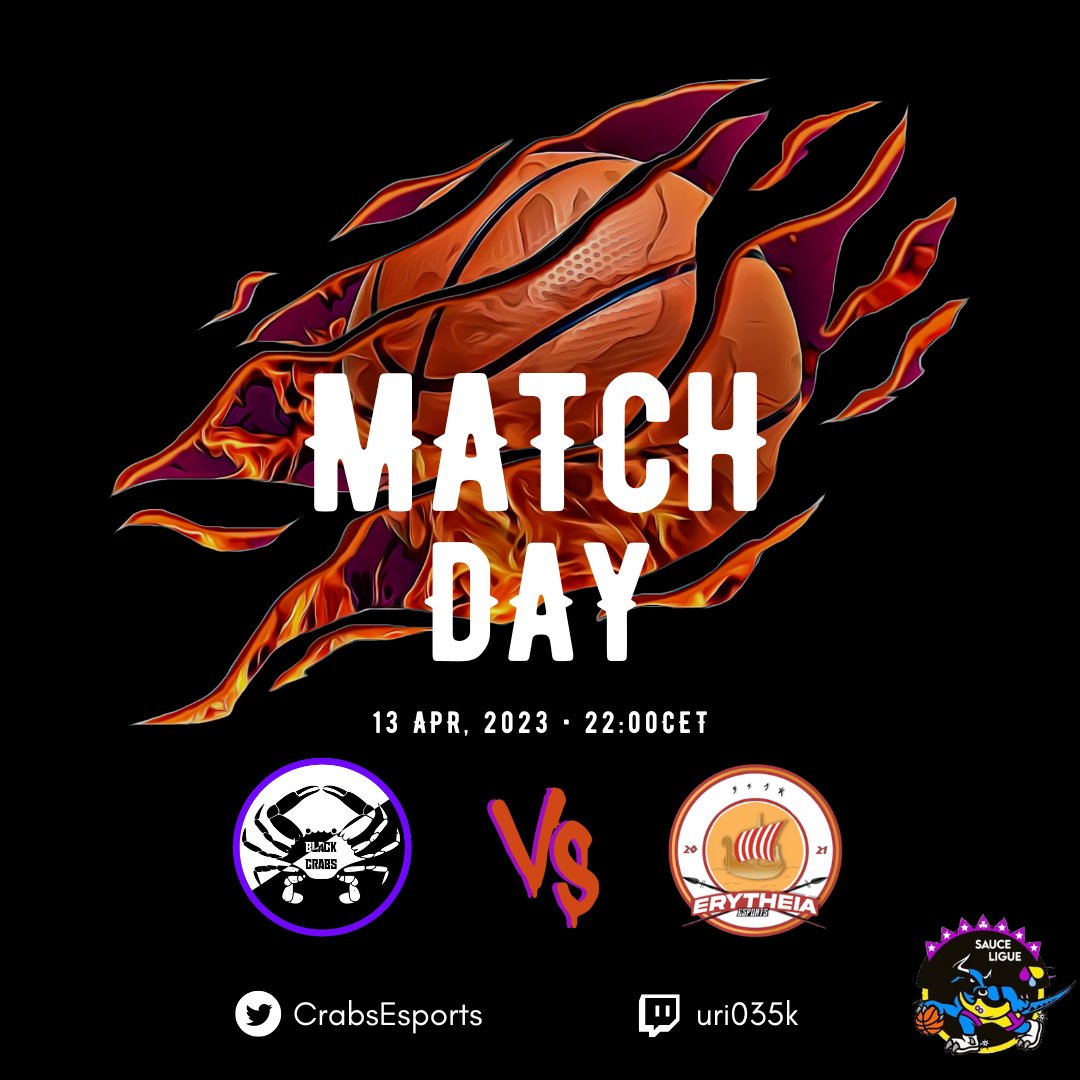 CrabsEsports's tweet photo. 🦀 - #gocrabs
🏆 - @SauceLigue

🆚 @Erytheia2K 
 
Today at 22:00 CET 🇪🇺

📺 - https://t.co/S6cPQEBmPU https://t.co/FBo1t2QmgS