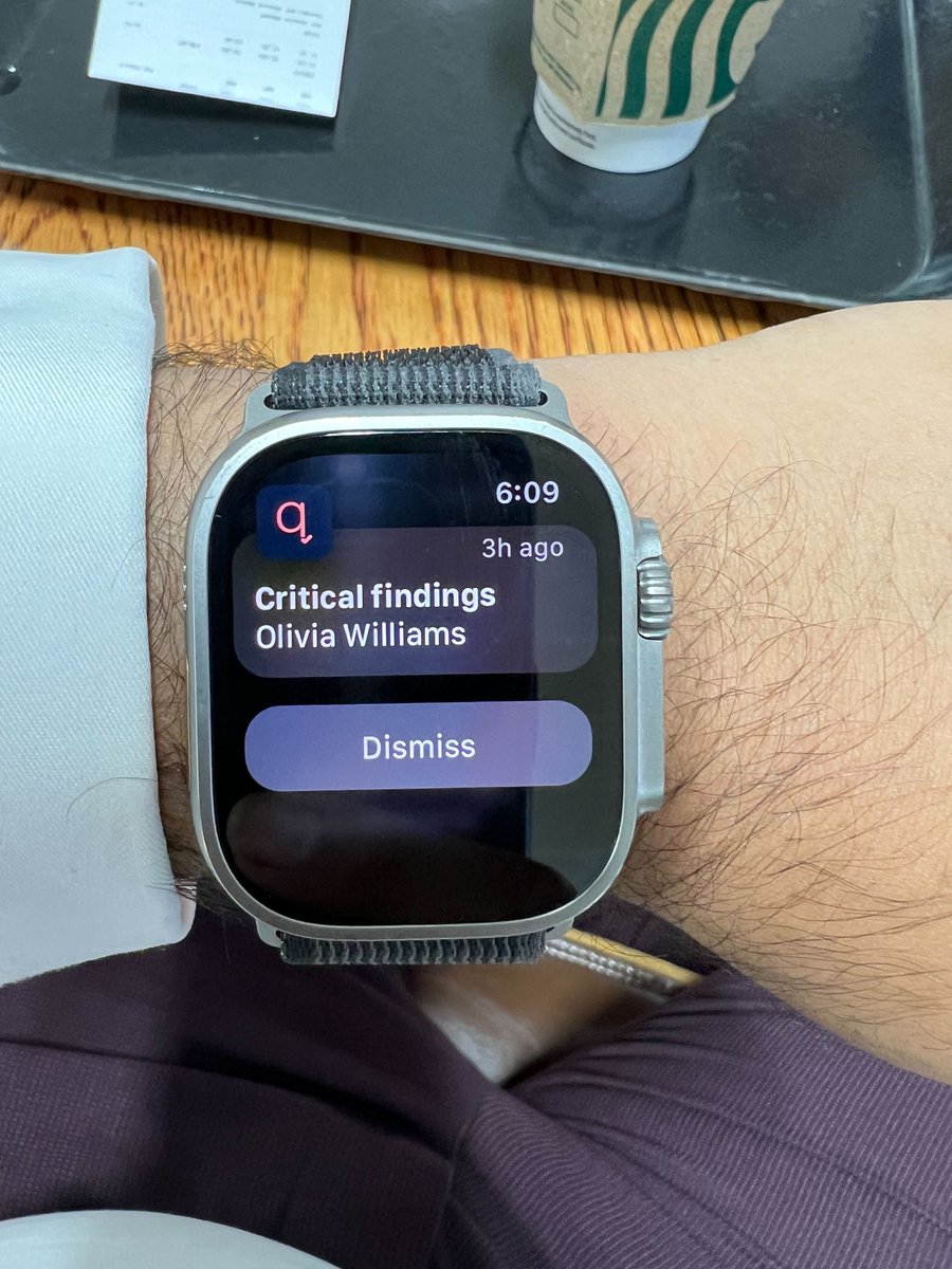 Hello doctors. We've got some exciting news. @qure_ai's cool new way to keep a close 'watch'⌚️on your critical patients. Notifications straight to your Smart Watch. As @pwarier says - From PACS -> Mobile -> Watch -> What next, indeed?