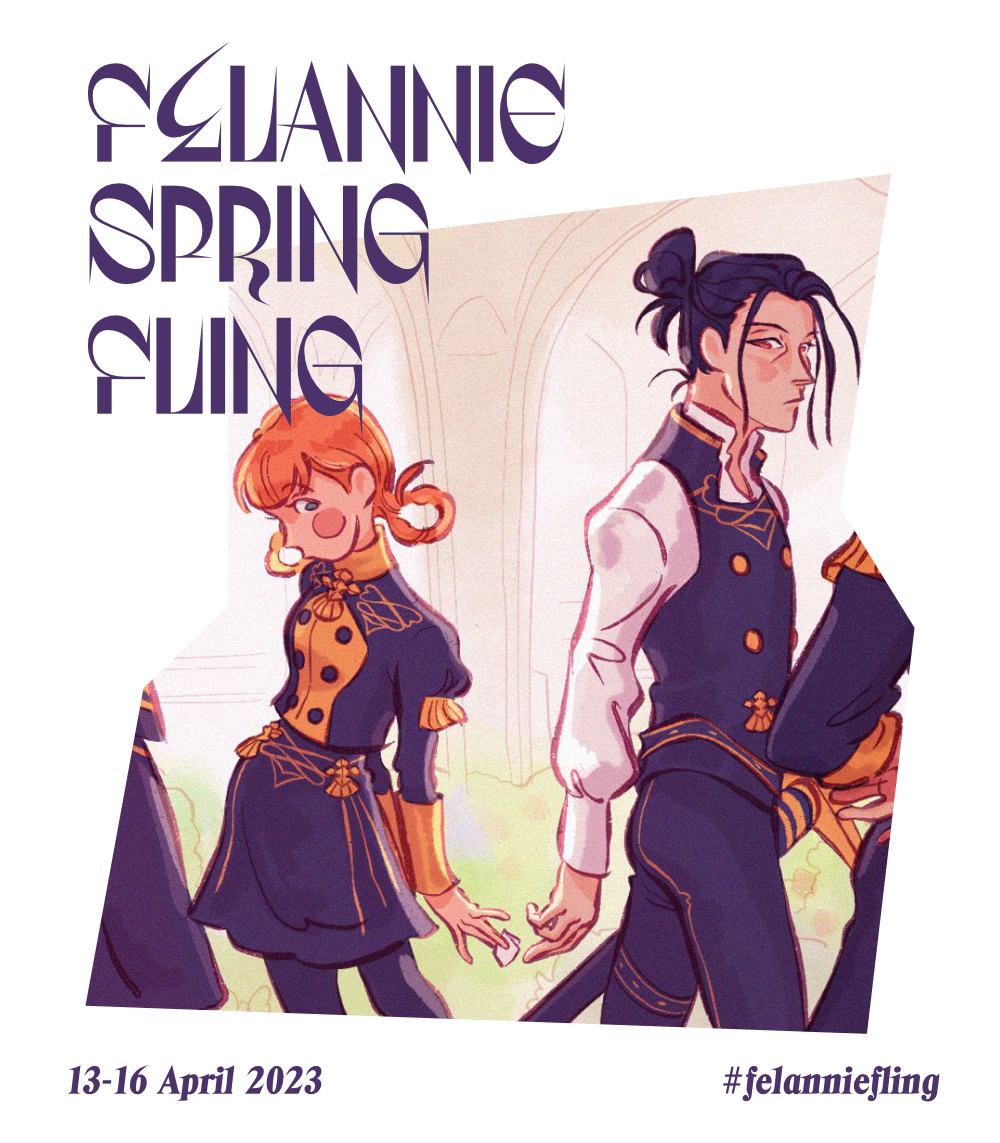 crumbsandyums's tweet photo. Haha, I guess you could say it's getting serious... here's the Felannie Spring Fling prompts! 

Post your works on Sunday, 16 April with the hashtag #felanniefling, and feel free to @ us so we don't miss it. 

Info doc: https://t.co/l6m8B7hTPB https://t.co/odGWwMB9Bq
