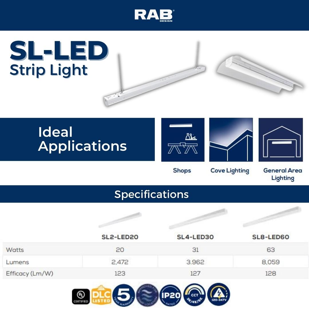 rabdesign's tweet image. The SL-LED fixtures are highly efficient LED strip lights ideal for cove lighting, workshops, and general area lighting applications.

#RABDesign #lightingindustry #led