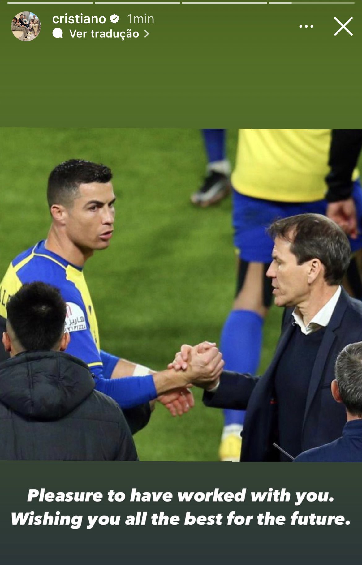 CR7 Portugal on X: 📲 Cristiano Ronaldo says goodbye to Rudi Garcia via IG  stories: “Pleasure to have worked with you. Wishing you all the best for  the future.”  / X