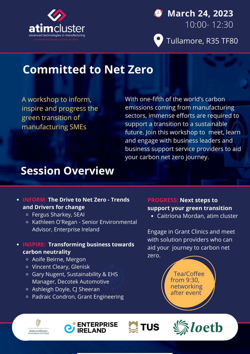 CJS were delighted to contribute to the Committed to Net Zero Workshop with <a href="/atimcluster/">atimclusterIrl</a> &amp; to share our journey towards #NetZero, carbon neutrality and ISO50001 Energy Certification. Congrats <a href="/atimcluster/">atimclusterIrl</a>, <a href="/LOETBenterprise/">LOETB Enterprise Support</a> on a superb event. #sustainability #carbonsequestration