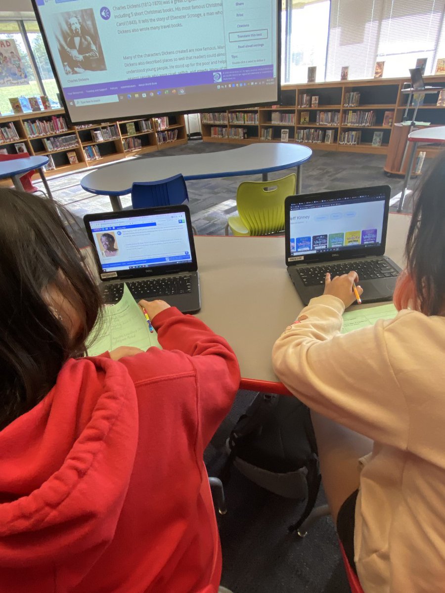 StoneMSReads's tweet photo. Using @worldbookinc encyclopedias in English &amp; Spanish to discover info on living writers! Thanks to our parent liaison Mrs. Stein for supporting us w/ translation. Next step: creating BIO-marks feat. @JasonReynolds83 @EngleMargarita @wimpykid @FCPS_LIS #inquire #communicator https://t.co/SrgUNSRkdm